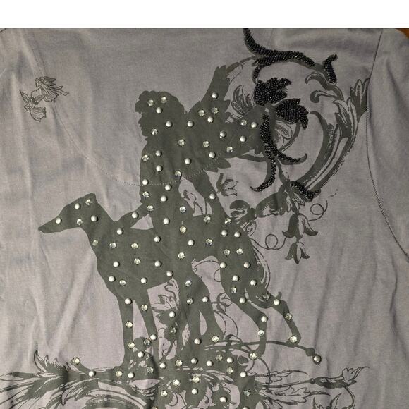 Asasa Ladies Long Sleeve Embroidered and Embellished T shirt‎ sz XL EUC like new - Picture 7 of 10